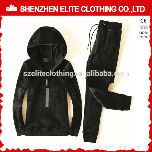 Custom Top Quality Fashion Black Velour Tracksuits Men